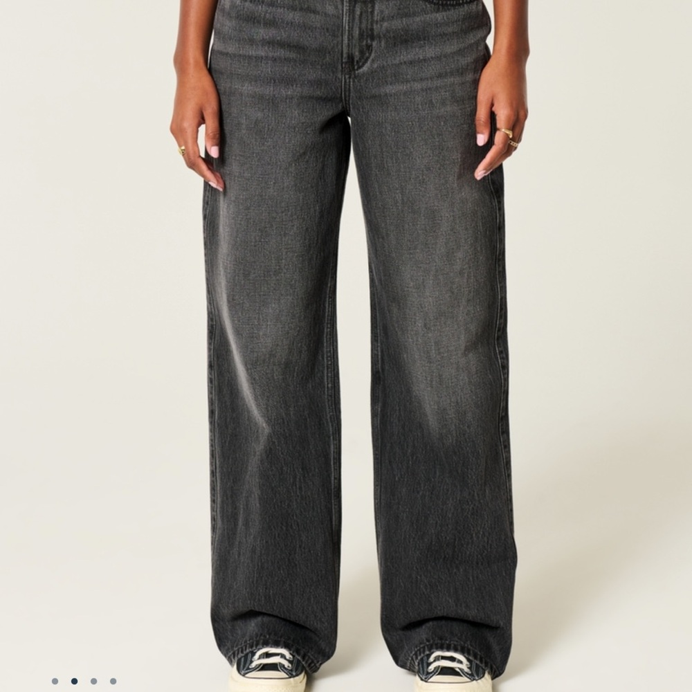 Hollister Women's Black HR Baggy Jeans